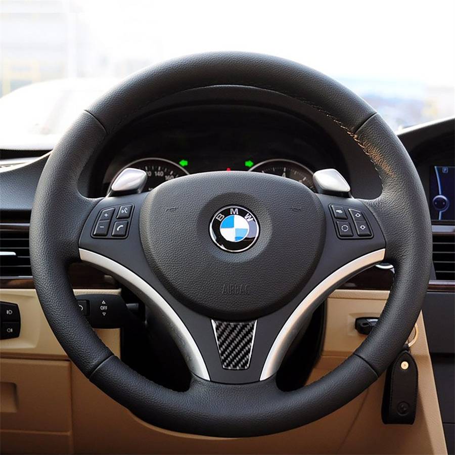 Large A Version Carbon Fiber Car Steering Wheel Decorative Sticker for BMW E90 2005-2012