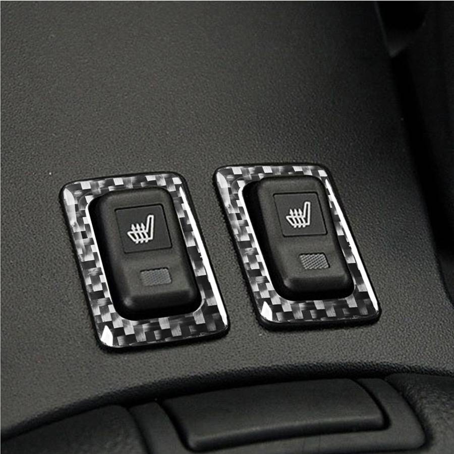 2 PCS Car Carbon Fiber Seat Heating Button Frame Decorative Sticker for Mazda RX8 2004-2008, Left an