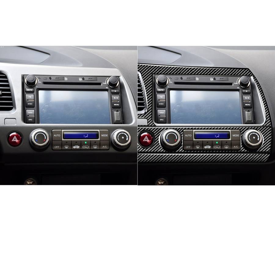 7 in 1 Car Carbon Fiber Instrument Panel Set Decorative Sticker for Honda Civic 8th Generation 2006-