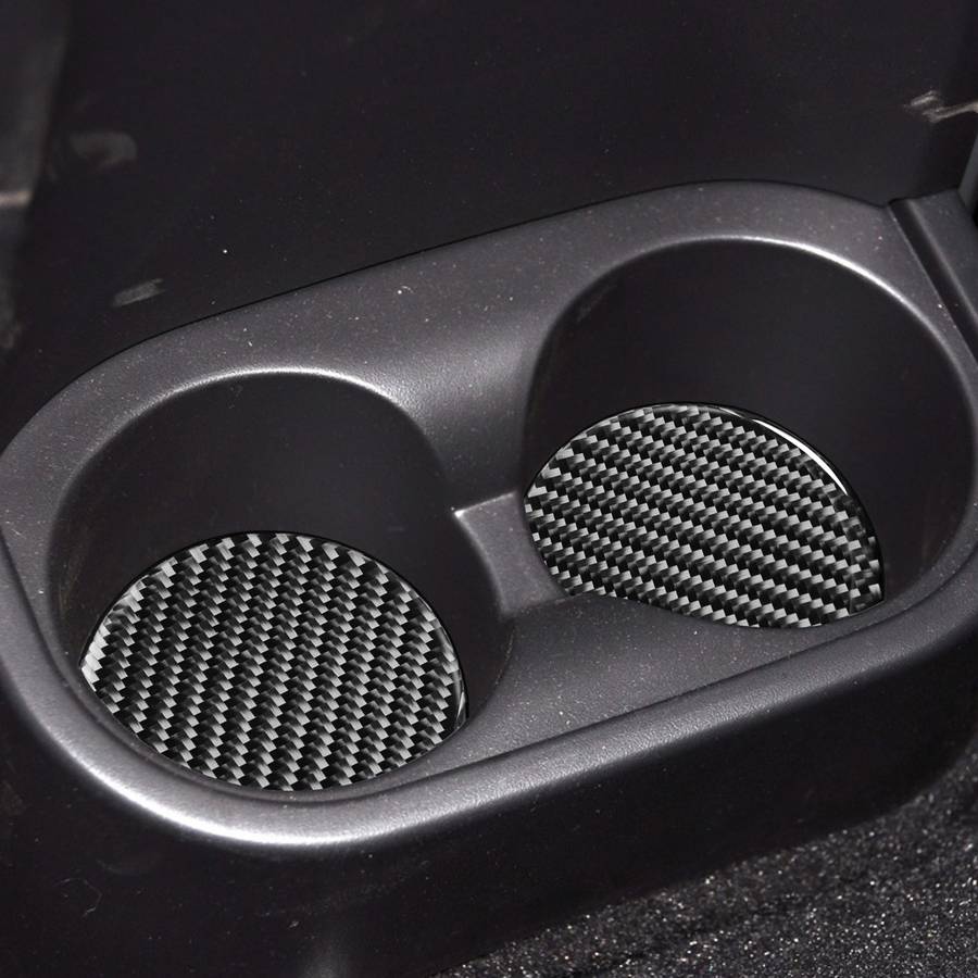 4 in 1 Car Carbon Fiber Water Cup Holder Mat Decorative Sticker for Jeep Wrangler JK 2007-2010, Left