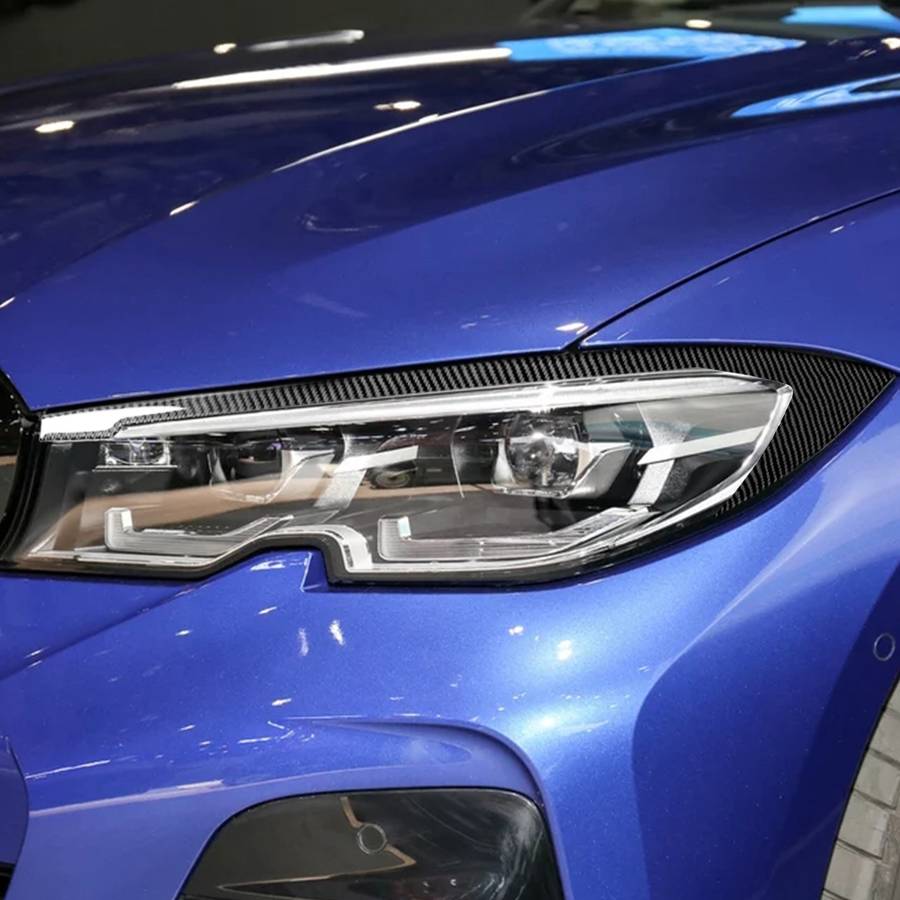 Car Carbon Fiber Light Eyebrow Decorative Sticker for BMW 3 Series G20/G28/325Li/330d/335 2019-2020,