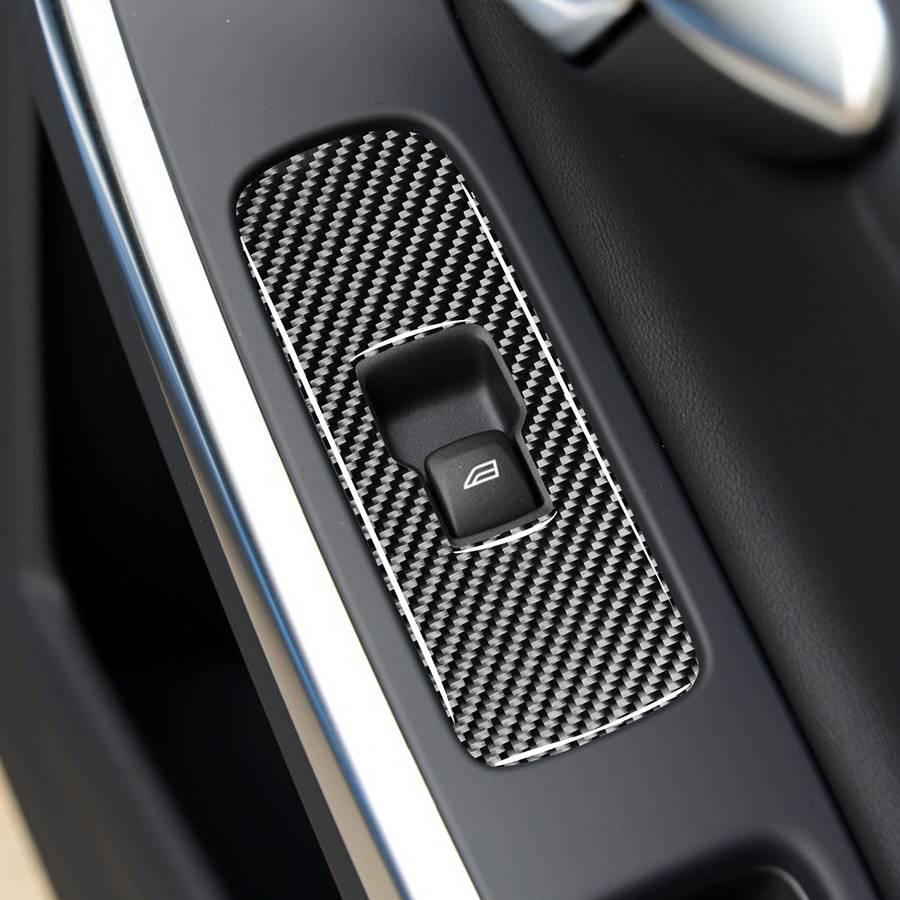 3 PCS Car Carbon Fiber Window Lifting Button Decorative Stickers for Volvo V60 2010-2017 / S60 2010-