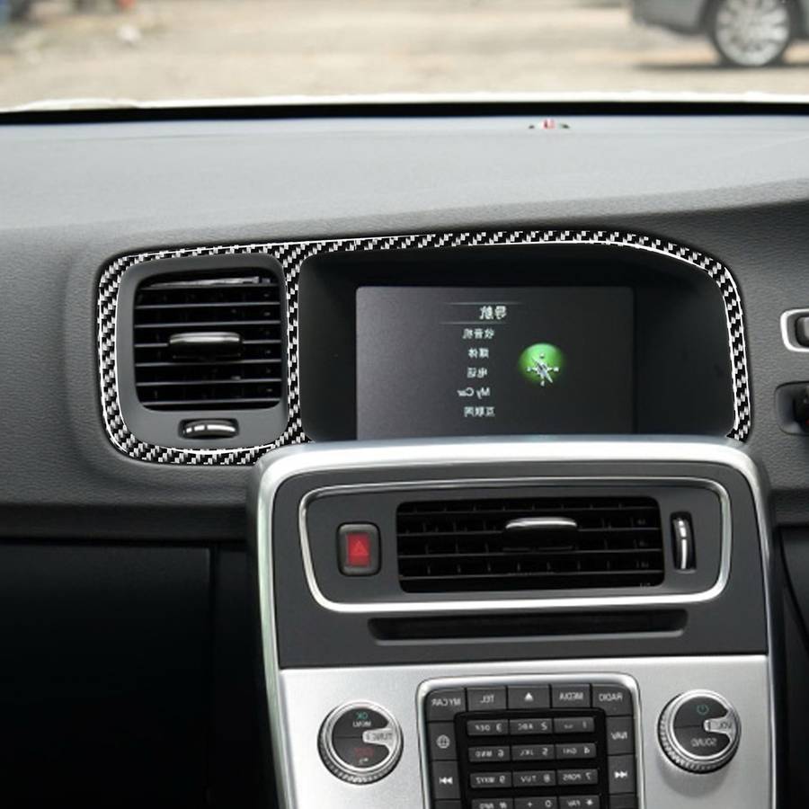 Car Carbon Fiber Navigation Frame Decorative Stickers for Volvo V60 2010-2017 / S60 2010-2018, Right