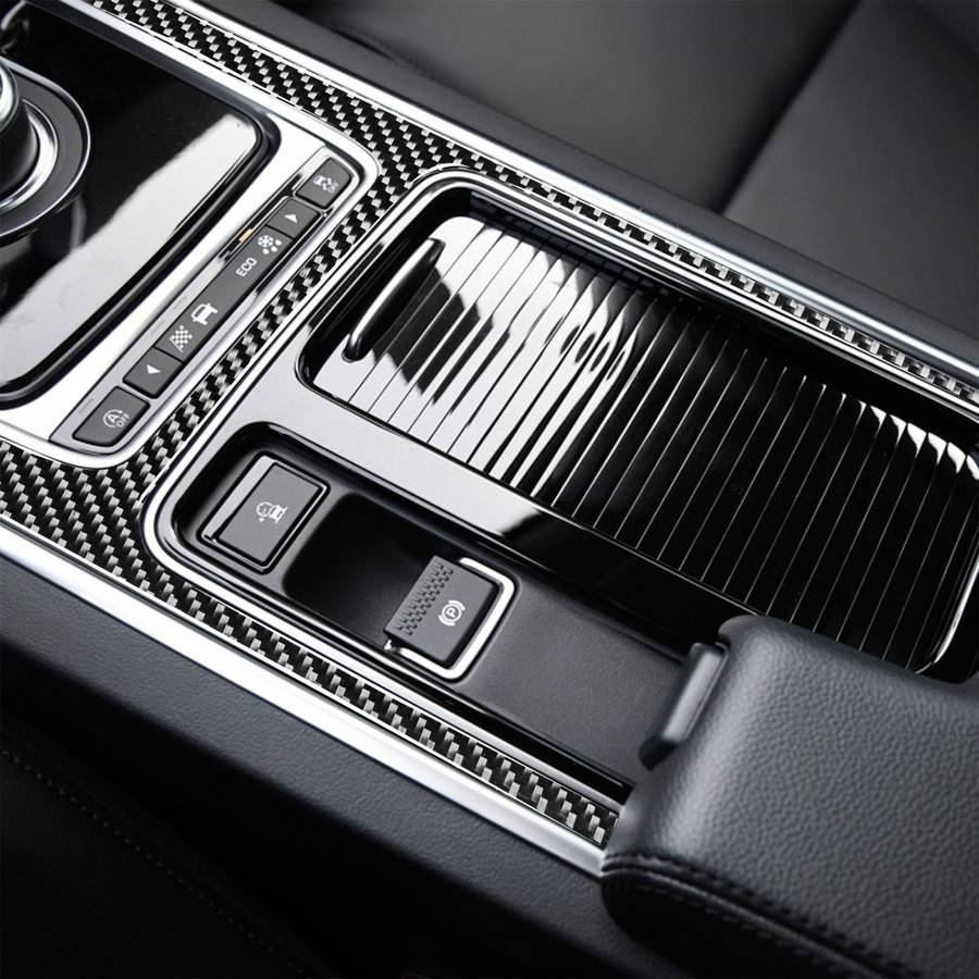 Car Carbon Fiber Central Control H Shape Decorative Stickers for Jaguar F-PACE X761 XE X760 XF X260