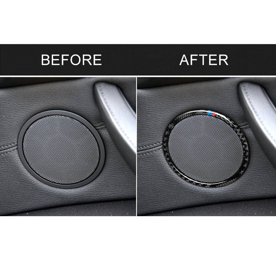 4 in 1 Car Carbon Fiber Tricolor Horn Ring Decorative Sticker for BMW 2008-2013 E70 / 2008-2014 E71,