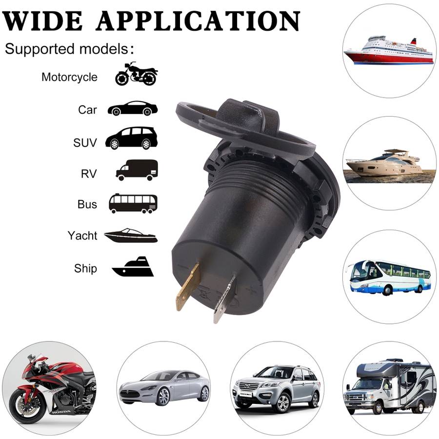 Universal Car Dual Port USB Charger Power Outlet Adapter 4.2A 5V IP66 with LED Digital Voltmeter + 6