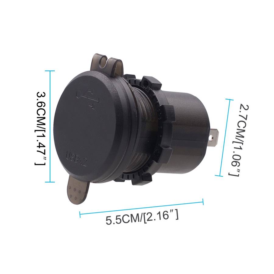Universal Car Dual Port USB Charger Power Outlet Adapter 4.2A 5V IP66 with LED Digital Voltmeter + 6
