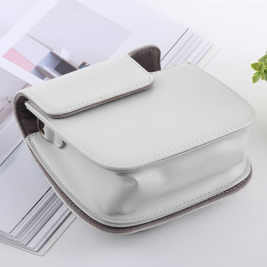 Retro Style Full Body Camera PU Leather Case Bag with Strap for FUJIFILM instax mini 9 ... (White)