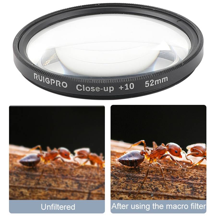 RUIGPRO for GoPro HERO 7/6 /5 Professional 52mm 10X Close-up Lens Filter with Filter Adapter Ring