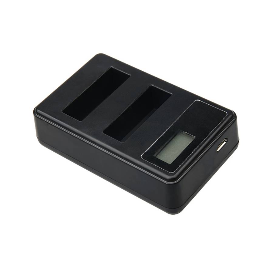 LCD Screen Dual Batteries Charger with USB Cable for Xiaoyi 4K Sport Camera, Displays C ... (XM47)