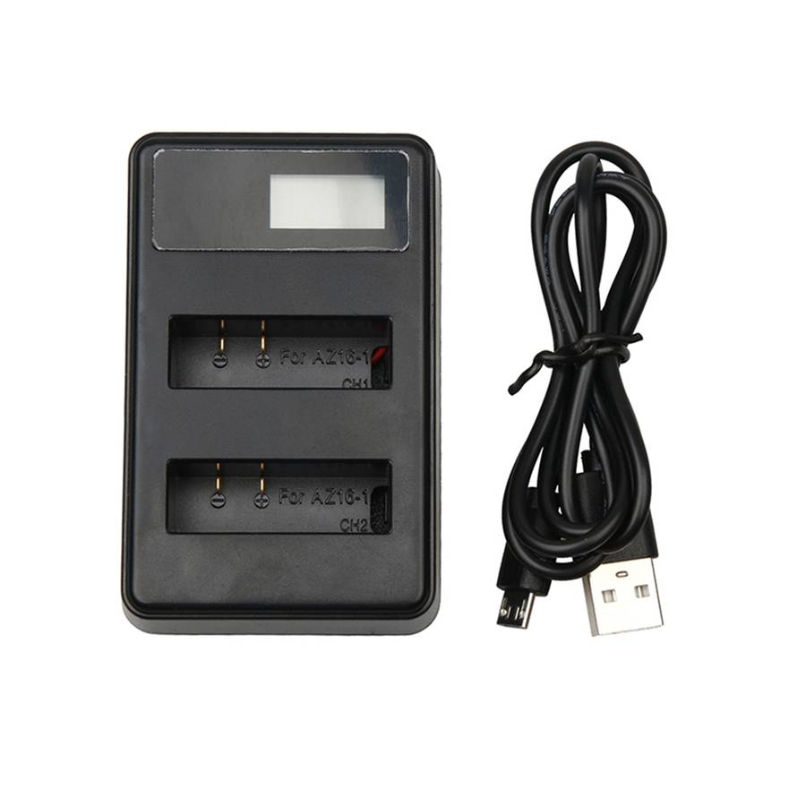 LCD Screen Dual Batteries Charger with USB Cable for Xiaoyi 4K Sport Camera, Displays C ... (XM47)