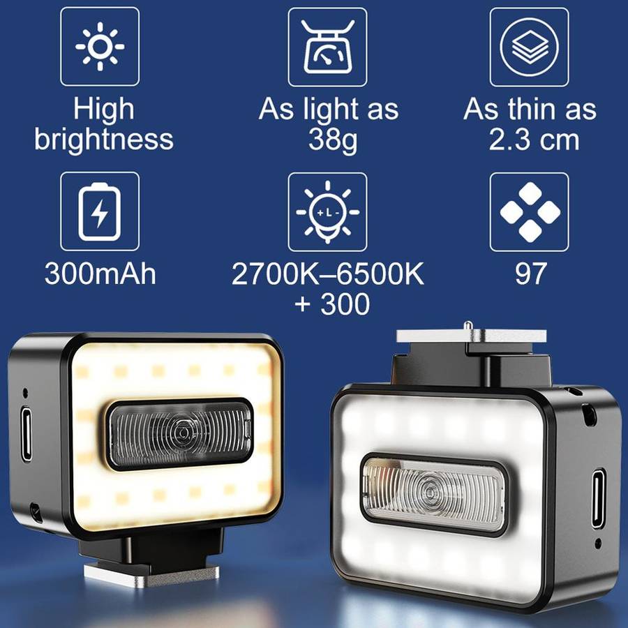 Desiontal F03 Mini On-Camera Flash Light Speedlite for Mirrorless Cameras (Black)