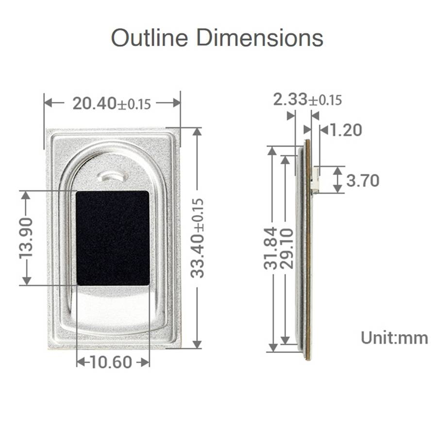 Waveshare UART Rectangle-shaped All-in-One Capacitive Fingerprint Sensor (E), Cortex Processor