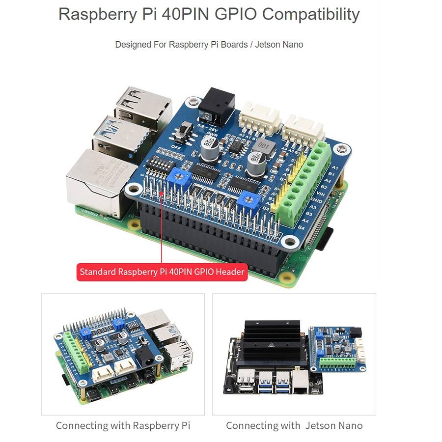 Waveshare HRB8825 Stepper Motor HAT For Raspberry Pi, Drives Two Stepper Motors, Up To 1/32 Microste