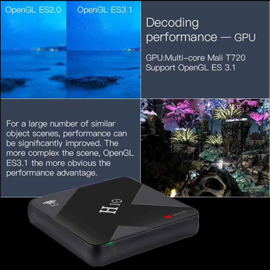 H10 6K HD Smart TV BOX,Android 9.0,Allwinner H6 Quad Core 64-bit ARM Cortex-A53,4GB+64 ... (Black)
