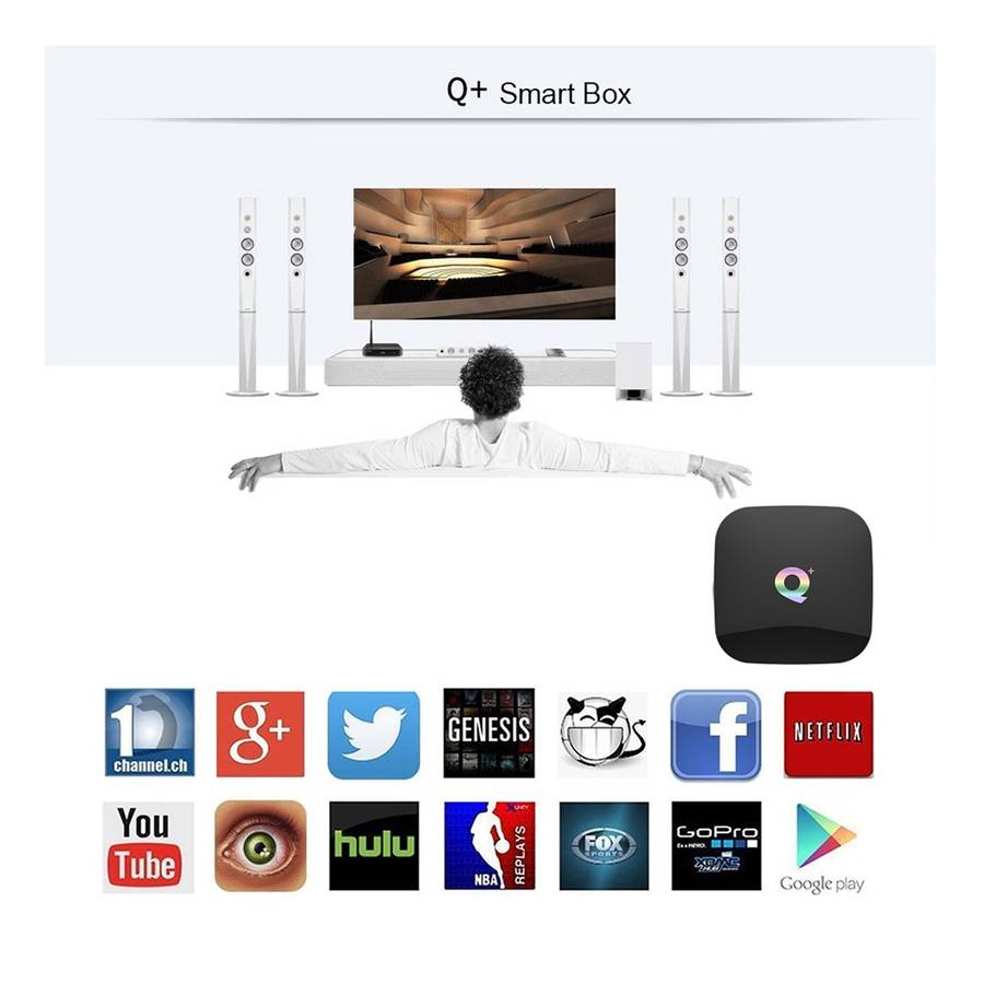 Q+ 6K HD Smart TV BOX,Android 8.1,H6 Quad Core Cortex-A53 Up to 2GHz,4GB+64GB, Support ... (Black)