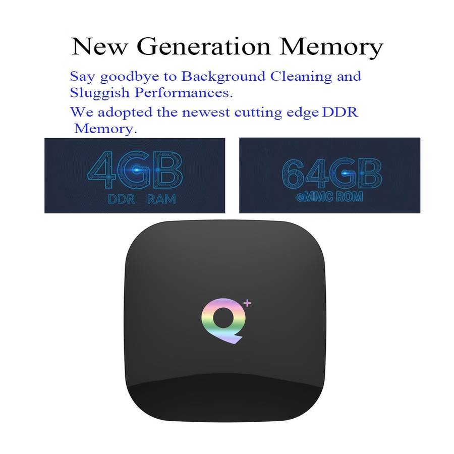 Q+ 6K HD Smart TV BOX,Android 8.1,H6 Quad Core Cortex-A53 Up to 2GHz,4GB+64GB, Support ... (Black)