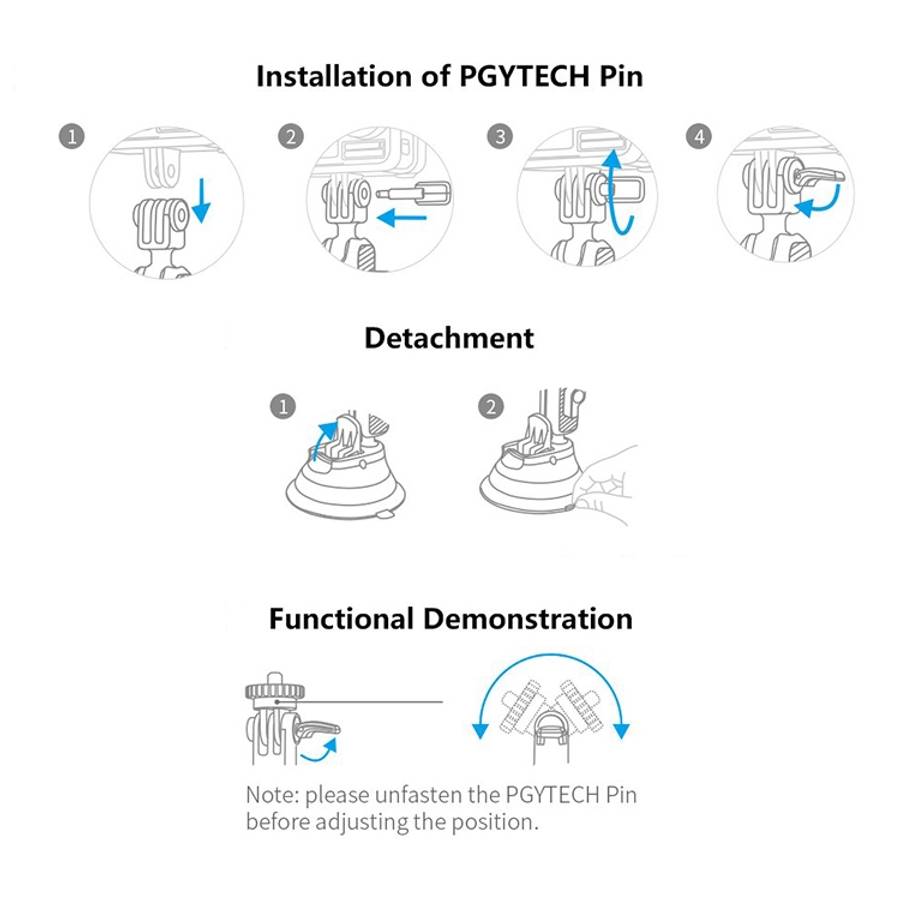 PGYTECH P-GM-132 Action Camera Suction Cup Phone Holder for DJI Osmo Action & GoPro 8/7(Silver)