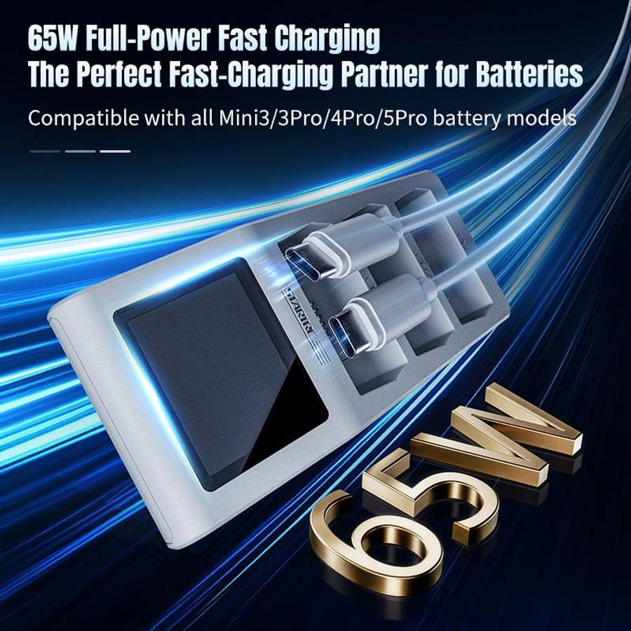 For DJI Mini 5 Pro Charging Butler Tri-Battery Charger Hub with Display Screen (Grey)