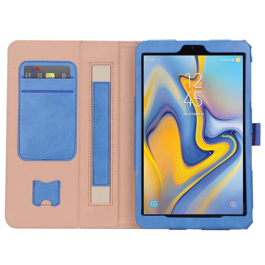 For Samsung Galaxy Tab A 8.0 (2018) T387 Business Retro PU Horizontal Flip Leather Case ... (Blue)