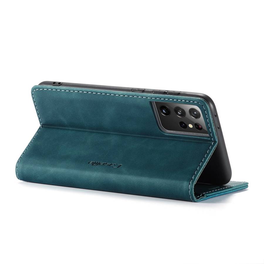 For Samsung Galaxy S21 Ultra 5G CaseMe 013 Multifunctional Horizontal Flip Leather Case ... (Blue)