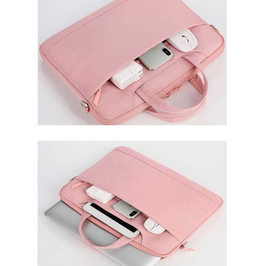 For 13.3-14 inch Laptop Multi-function Laptop Single Shoulder Bag Handbag(Pink)