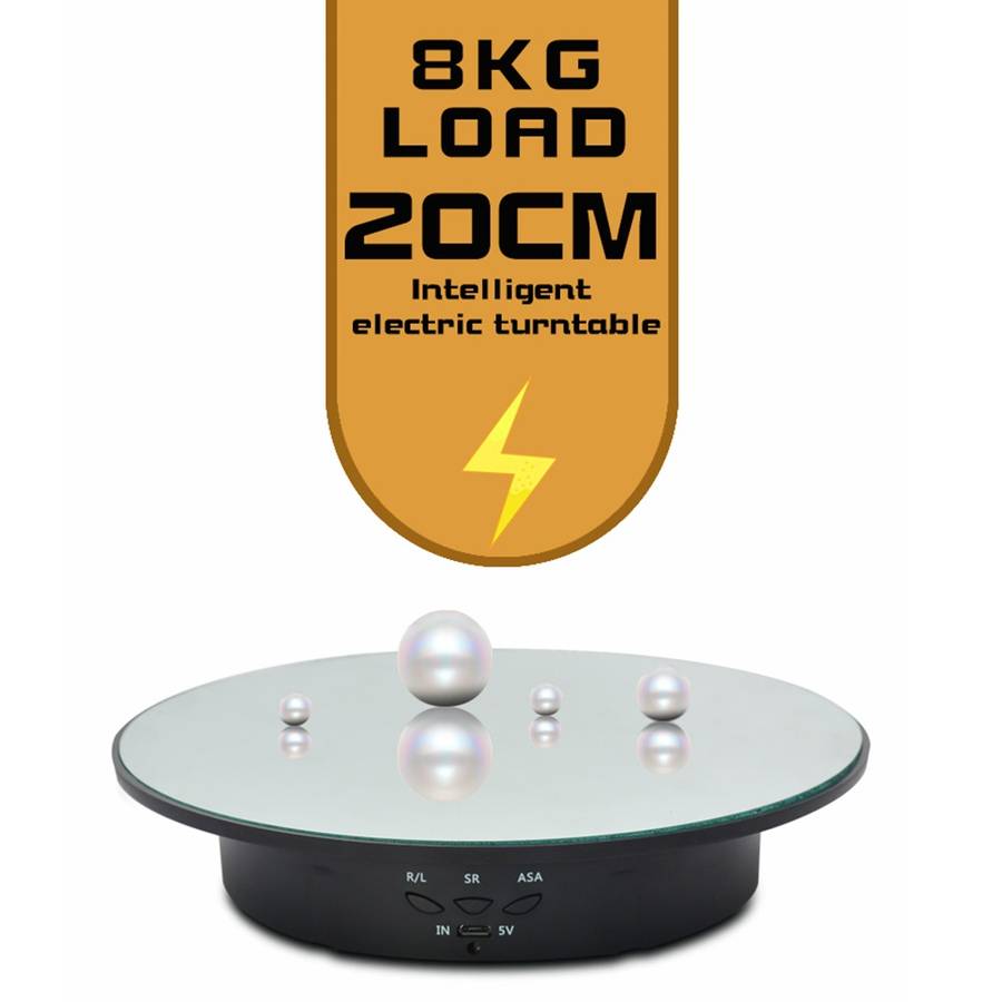 20cm USB Electric Rotating Turntable Display Stand Video Shooting Props Turntable for Photograp