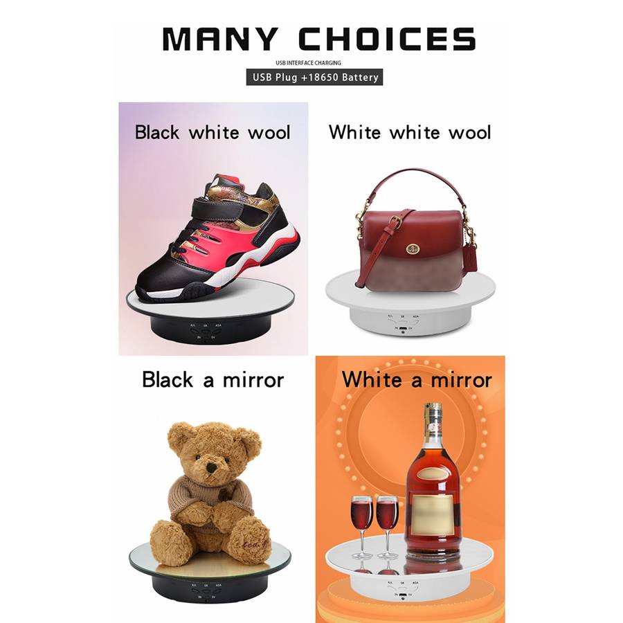 20cm USB Electric Rotating Turntable Display Stand Video Shooting Props Turntable for Photograp