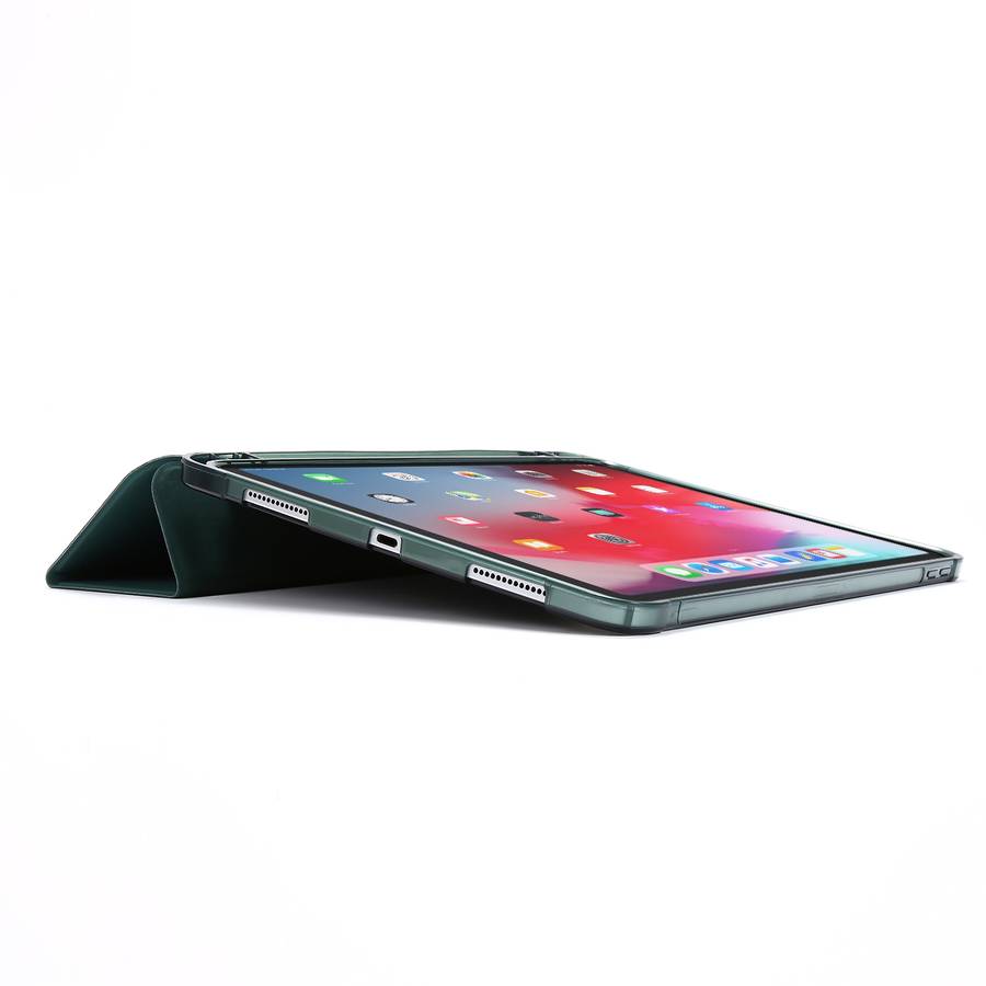 For iPad Pro 12.9 2022 / 2021 Multi-folding Horizontal Flip PU Leather + Shockpro ... (Deep Green)