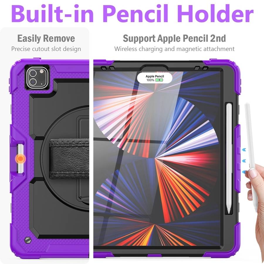For iPad Pro 12.9 2022 / 2021 / 2020 / 2018 Shockproof Colorful Silicone + P ... (Purple Silicone)