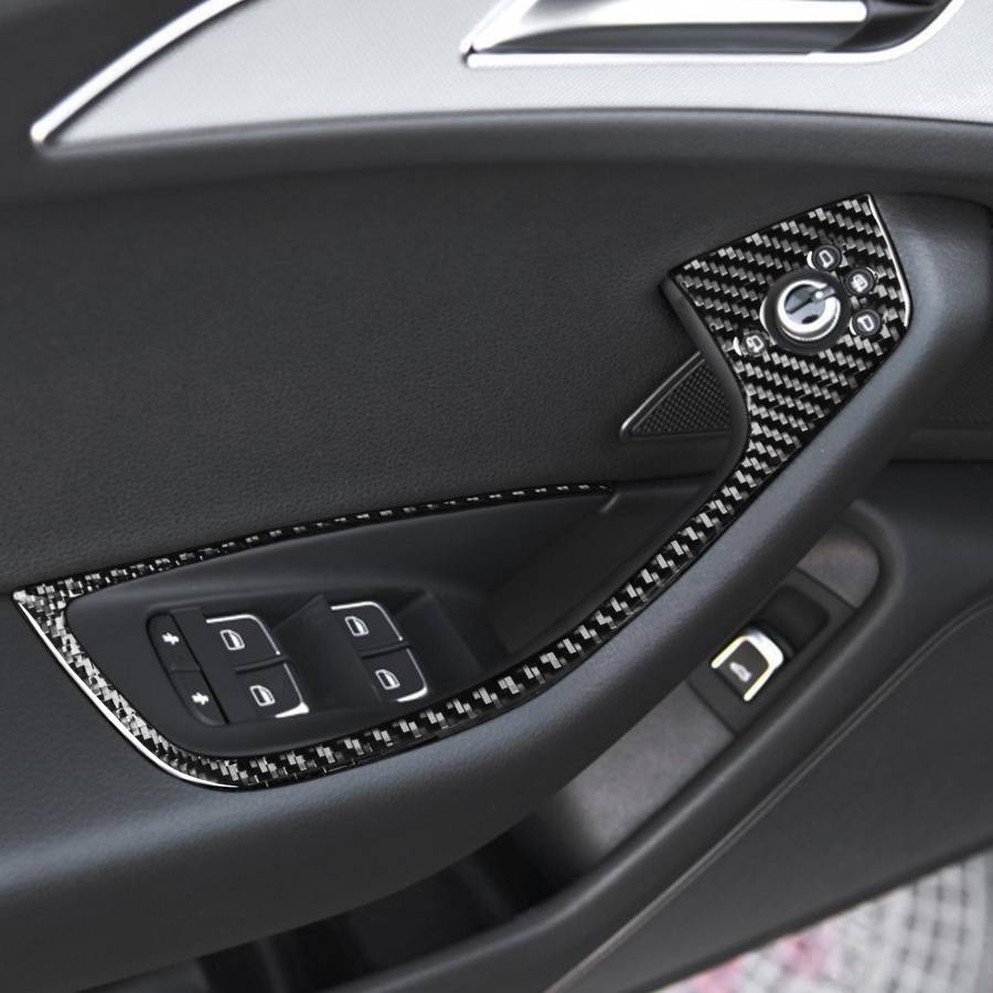 Car Carbon Fiber Glass Lifter Short Style Decorative Sticker for Audi A6 S6 C7 A7 S7 4G8 2012-2018 R