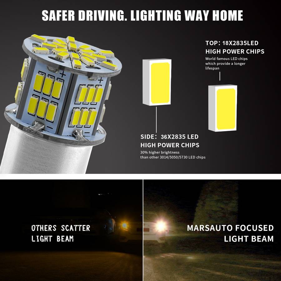 1 Pair E0053 9-14V 1157-54SMD-2835 6000K 1080LM White Light Car Decoding Brake Driving Light