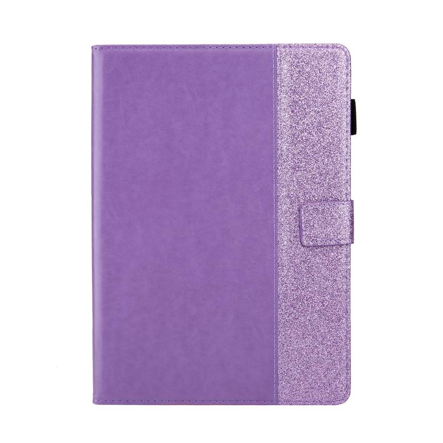 Glitter Powder Stitching Hot-pressed Changing PU Leather Tablet Case with Holder & Ca ... (Purple)
