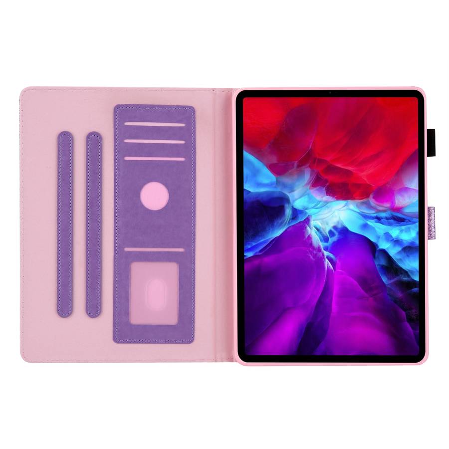 Glitter Powder Stitching Hot-pressed Changing PU Leather Tablet Case with Holder & Ca ... (Purple)