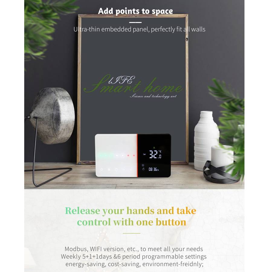 BHT-005-GB 220V AC 16A Smart Home Heating Thermostat for EU Box, Control Electric Heating with Only