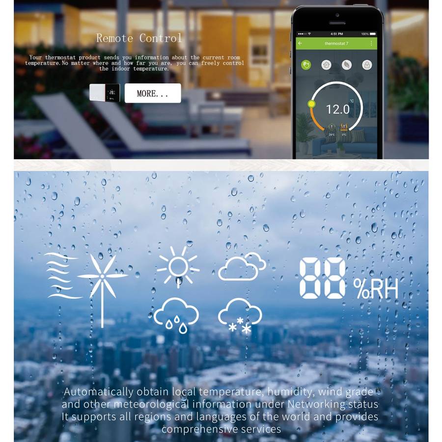 BHT-005-GB 220V AC 16A Smart Home Heating Thermostat for EU Box, Control Electric Heating with Only