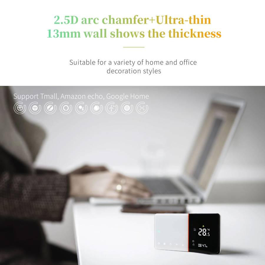 BHT-005-GB 220V AC 16A Smart Home Heating Thermostat for EU Box, Control Electric Heating with Only