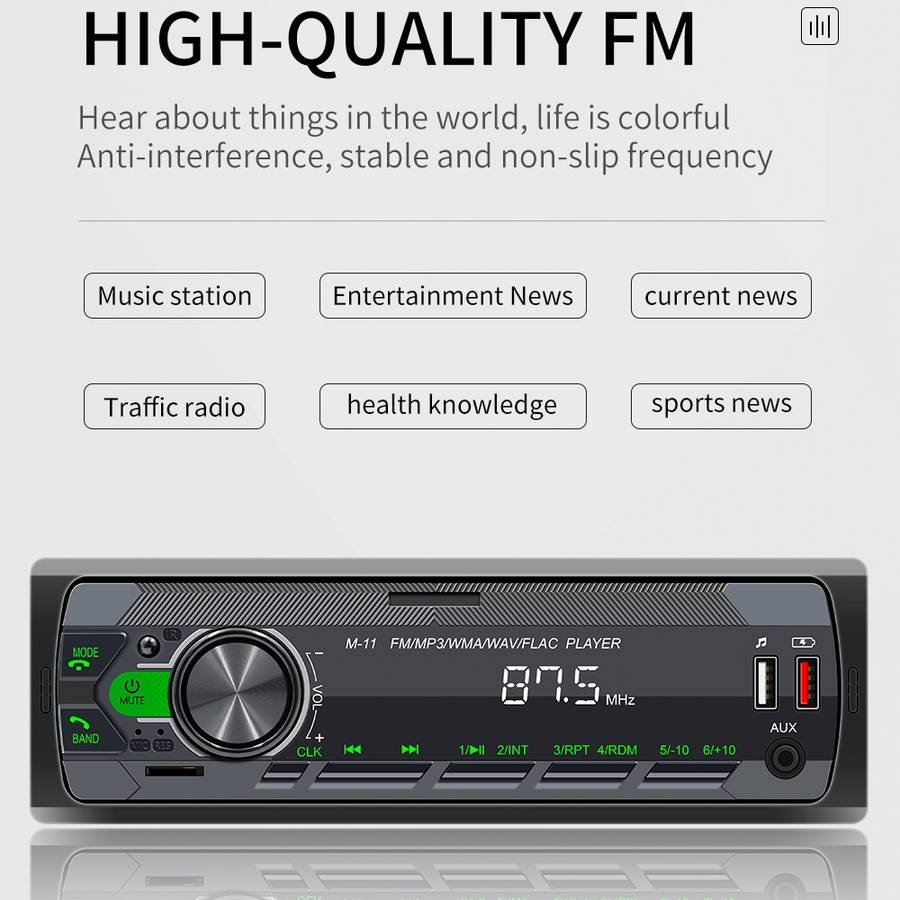 M11 Car Bluetooth MP3 Player Support Mobile Phone Interconnection / FM / TF Card
