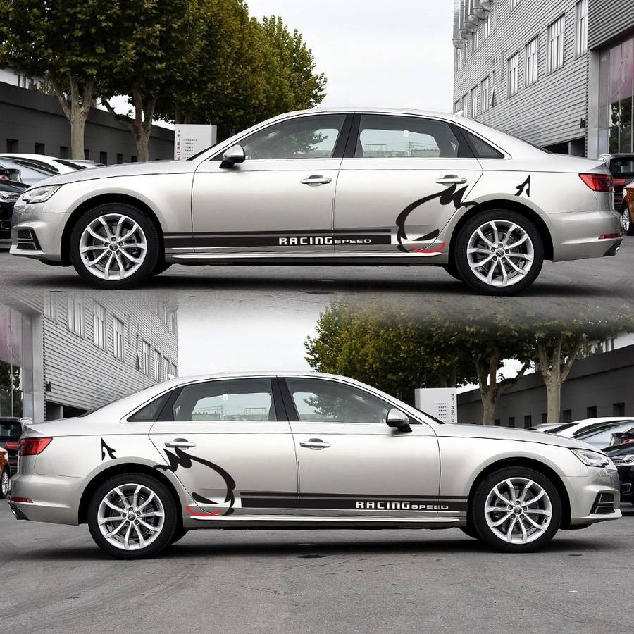 2 PCS/Set D-49 Evil Rabbit Pattern Car Modified Decorative Sticker(Black+Red)