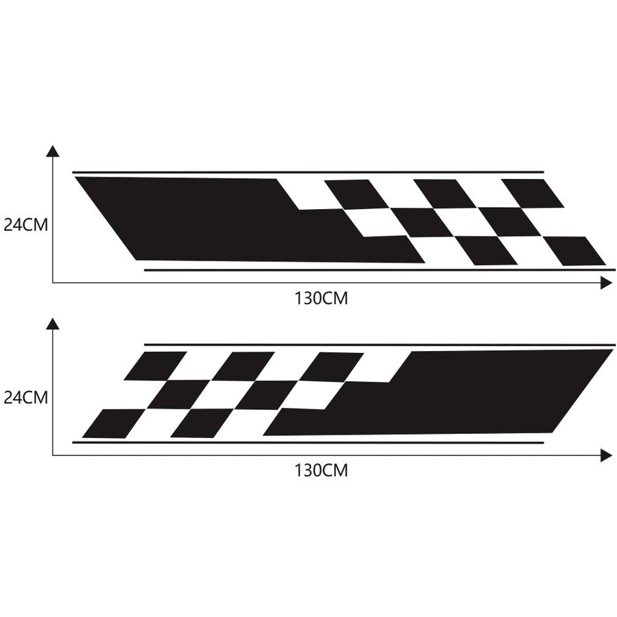 2 PCS/Set D-962 Checkered Flag Pattern Car Modified Decorative Sticker(Black)