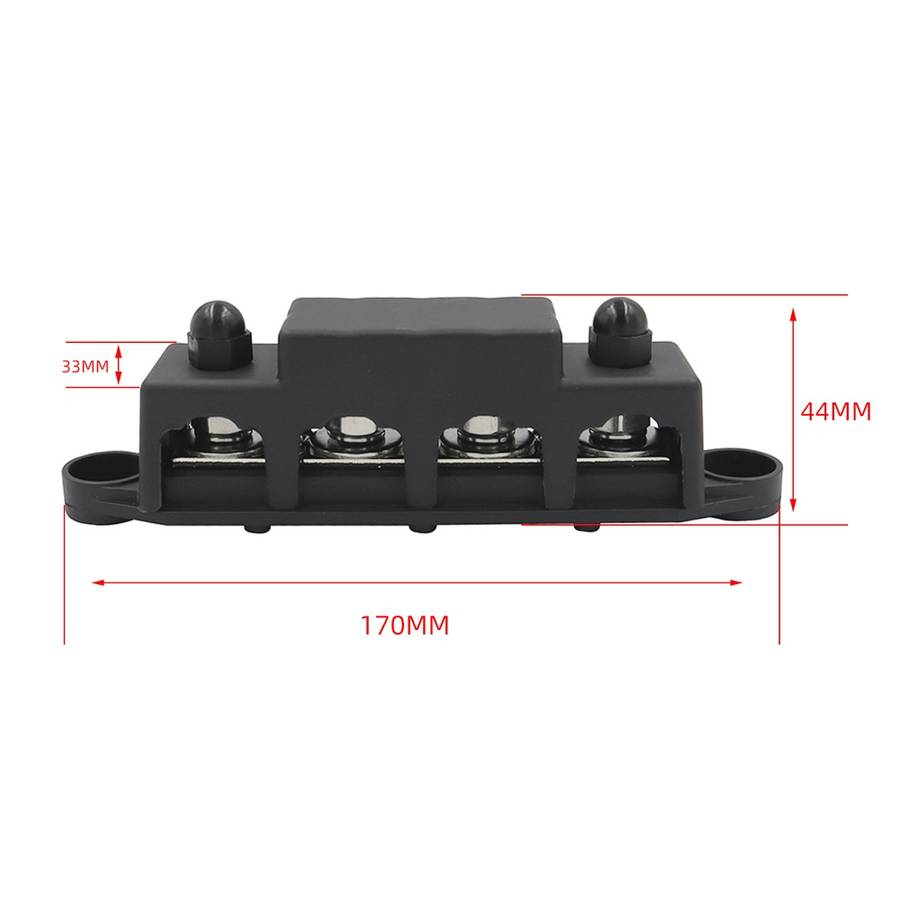 Black M8 Stud RV Ship High Current Power Distribution Terminal Block with Cover