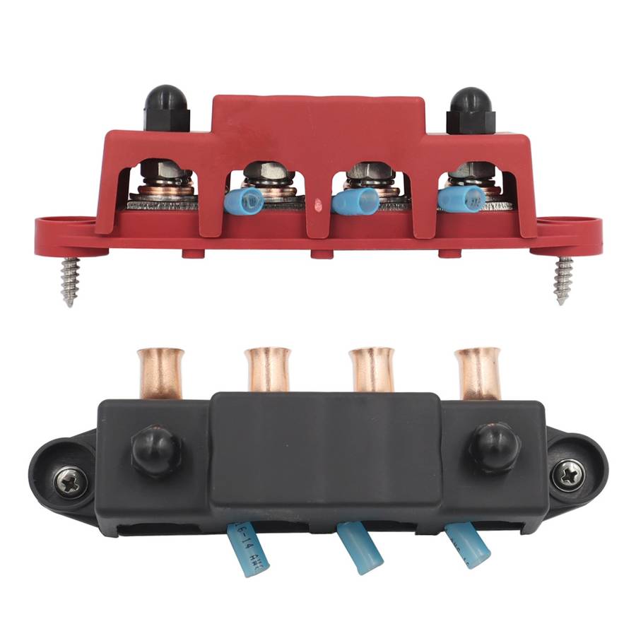 Red M8 Stud RV Ship High Current Power Distribution Terminal Block with Accessories