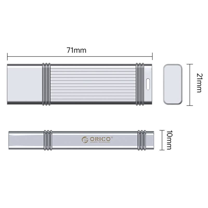 ORICO USB Solid State Flash Drive, Read: 520MB/s, Write: 450MB/s, Memory:128GB, Port:Type-C(Silver)