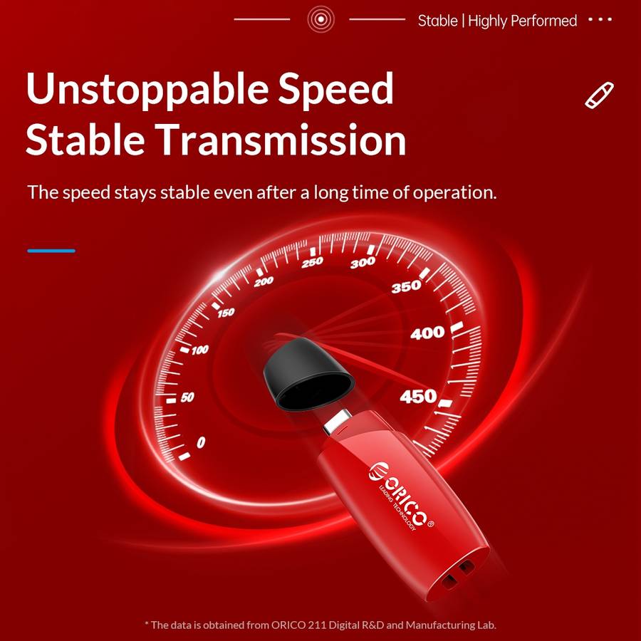 ORCIO USB3.0 U Disk Drive, Read: 260MB/s, Write: 15MB/s, Memory:128GB, Port:Type-C(Red)