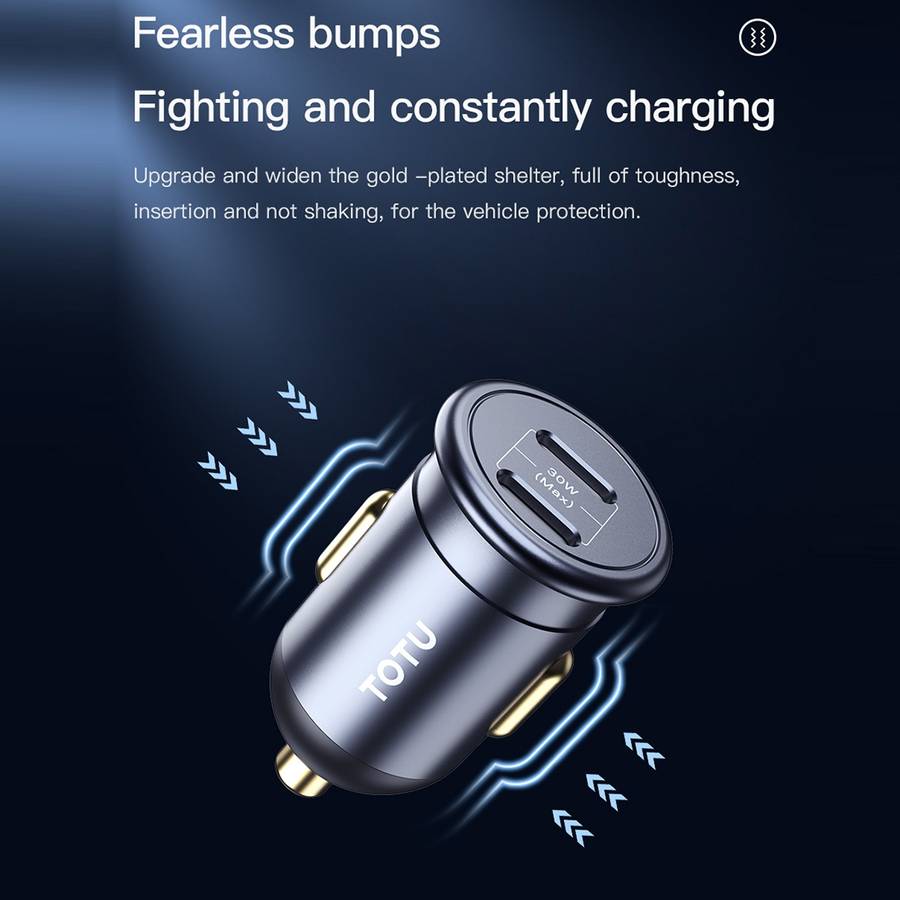 TOTUDESIGN 30W Car Fast Charging, Interface:USB-C / Type-C + USB-C / Type-C