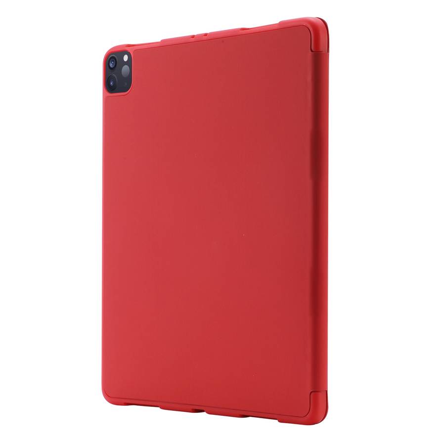 Skin Feel Pen Holder Tri-fold Tablet Leather Case For iPad Pro 11 2022 / 2021 / 2020 / 2018(Red)