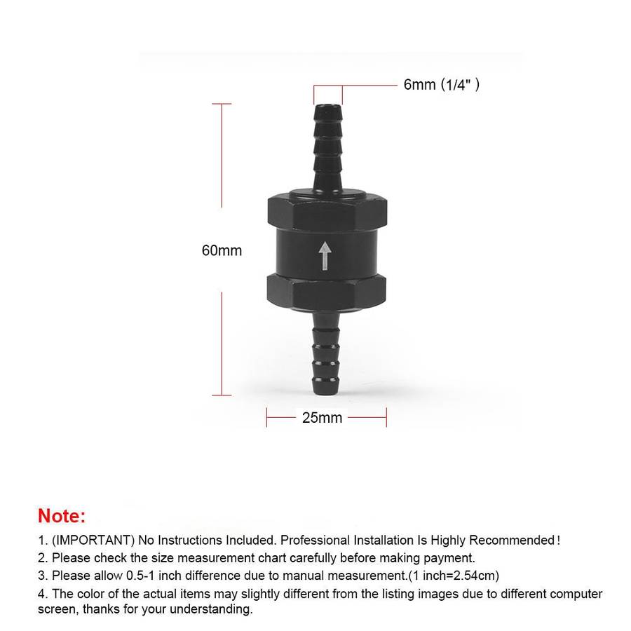 6mm Car Aluminium Alloy Fuel Petrol One Way Non Return Check Valve
