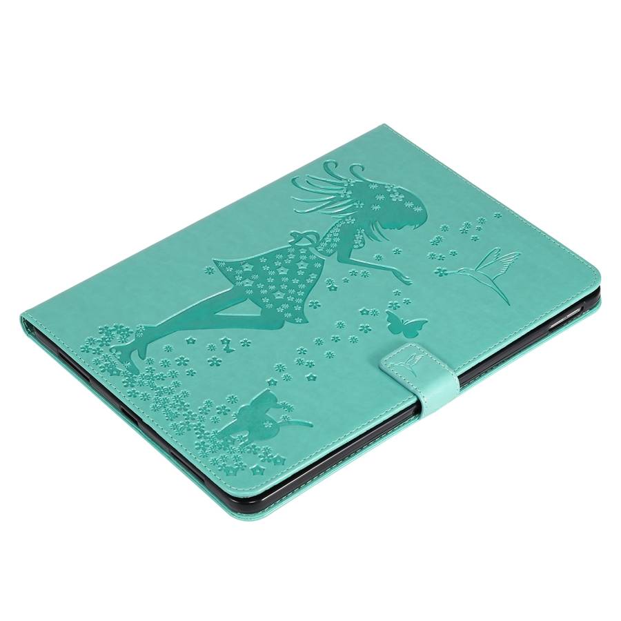For iPad Pro 11 (2020) Pressed Printing Woman and Cat Pattern Horizontal Flip Leather ... (Green)