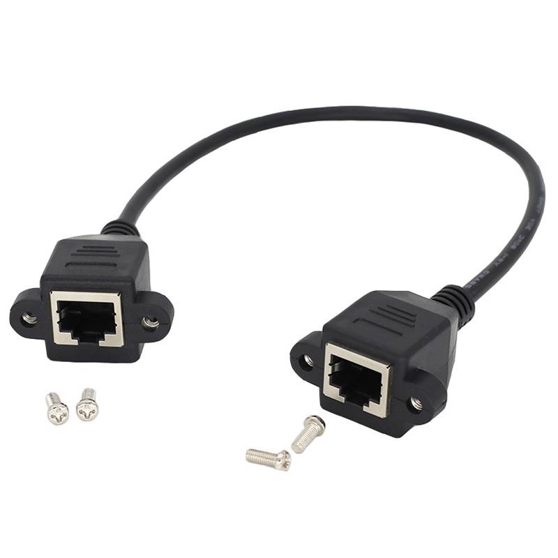 RJ45 Female to Female LAN Extension Cable with Screw Lock, Length:30cm