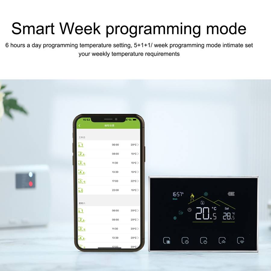 BHT-8000RF-VA- GA Wireless Smart LED Screen Thermostat Without WiFi, Specification:Water Heating